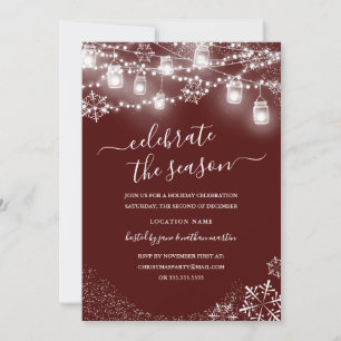Invitation Guirlande de flocons de neige rouges pour la fête