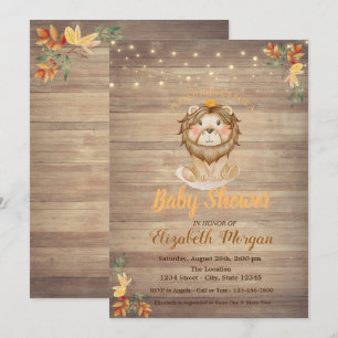 Invitation Guirlande de lion mignon avec texture de bois pour