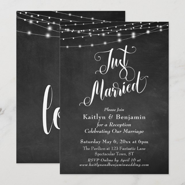 Invitation Guirlande de lumières avec tableau noir "Jeunes ma (Devant / Derrière)