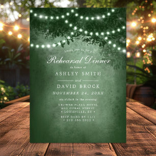 Invitation Guirlande de lumières de l'arbre rustique vert pou