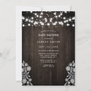 Invitation Guirlande de lumières en dentelle et bois pour Bab