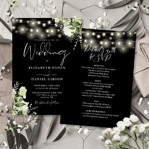 Invitation Guirlande de lumières noire tout-en-un pour mariag