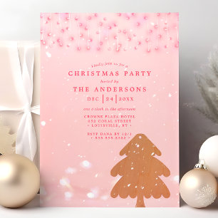 Invitation Guirlande de lumières rose et or pour une fête de