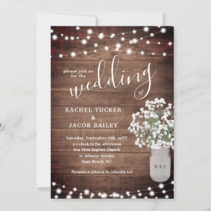 Invitation Guirlande de lumières rustique et vase floral de G