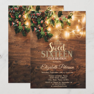 Invitation Guirlande de Noël rustique,Lumières en forme de ch
