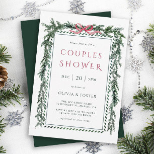 Invitation Guirlande de pin de Noël pour la douche de couples