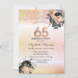 Invitation Guirlande de roses orange chic pour 65e anniversai