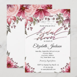 Invitation Guirlande Élégante et Chic de Lumières Florales po