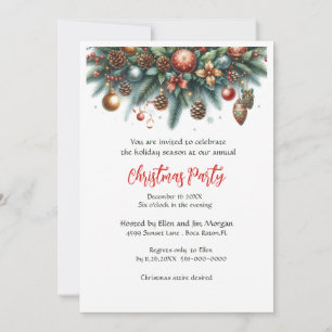 Invitation Guirlande festive de Noël pour fête de vacances  