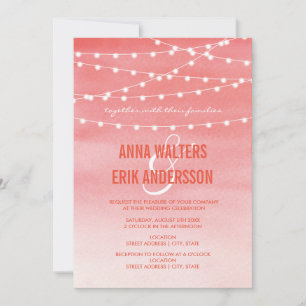 Invitation Guirlande lumineuse aquarelle pêche