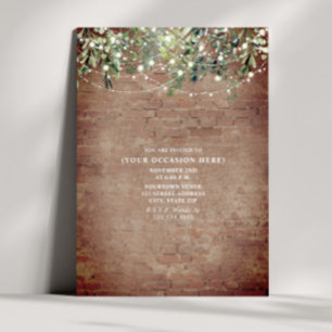 Invitation Guirlande Lumineuse Brique Botanique Fête Génériqu