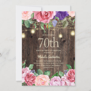Invitation Guirlande Lumineuse de Fleurs Rustiques Rose Viole