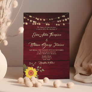Invitation Guirlande Lumineuse de Tournesols Rustiques pour M