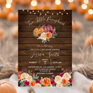 Invitation Guirlande lumineuse en bois Deux petites citrouill