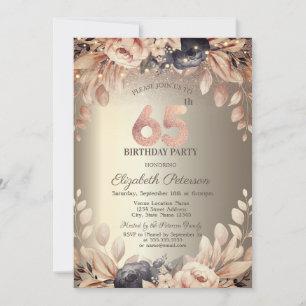 Invitation Guirlande Lumineuse Florale Élégante 65e Anniversa