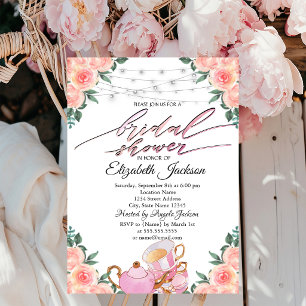 Invitation Guirlande Lumineuse Macarons Théière Roses Lanceme