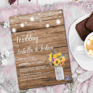 Invitation Guirlande lumineuse   Mariage dans un pot Mason