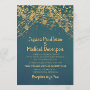 Invitation Guirlande Lumineuse Mariage Paillettes Turquoise e