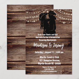 Invitation Guirlande lumineuse silhouette western rustique gr