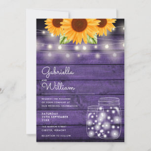 Invitation Guirlande Lumineuse Tournesols Bocaux Mariage Viol
