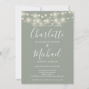 Invitation Guirlande lumineuse vert sauge Tout en un Mariage 