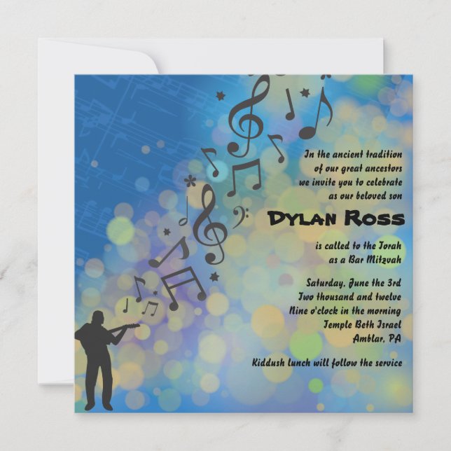 Invitation Guitar Boy Bat Bar Mitzvah (Devant)