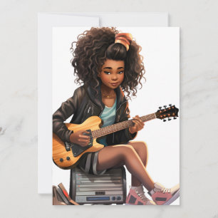 Invitation Guitare fille noire magie mélanine peau brune fill