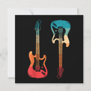 Invitation Guitare Rétro Guitariste Guitare Basse Électrique