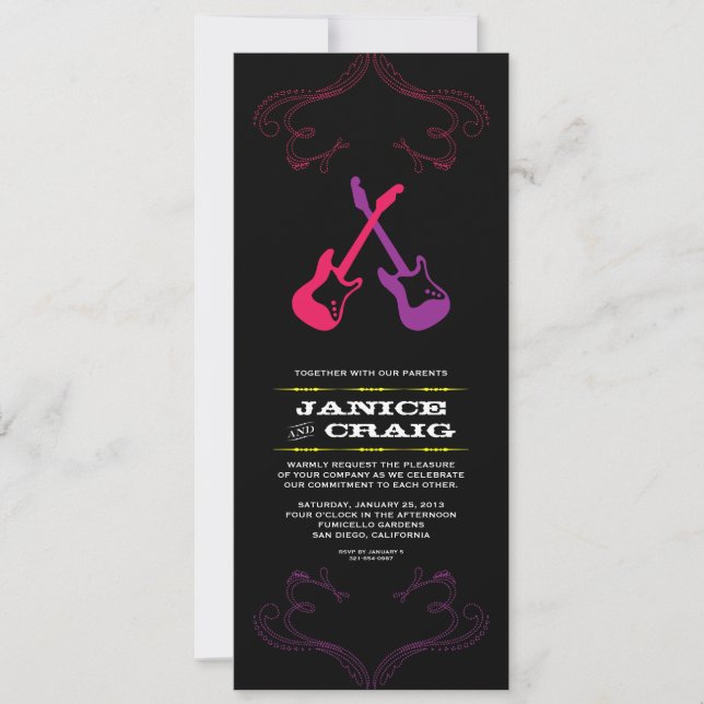 Invitation Guitares Mariages Rock 'n' Roll (Multicolor) (Devant)