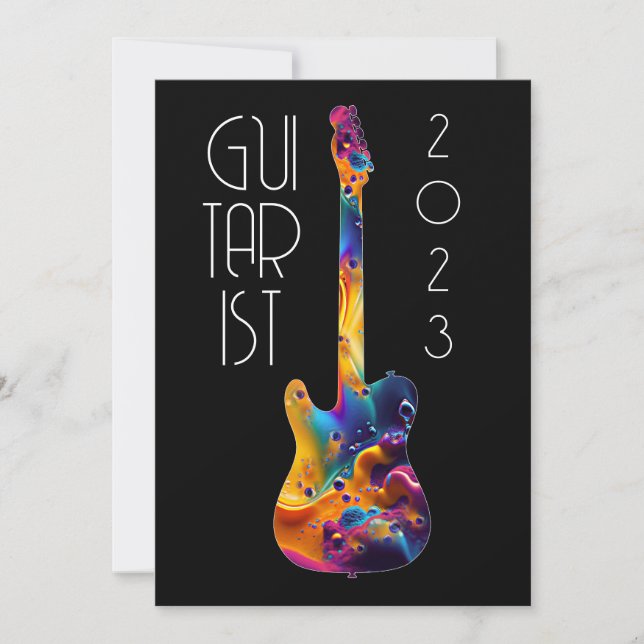 INVITATION GUITARISTE 2023 GROUPE DE GUITARE COLORÉ CADEAU (Devant)