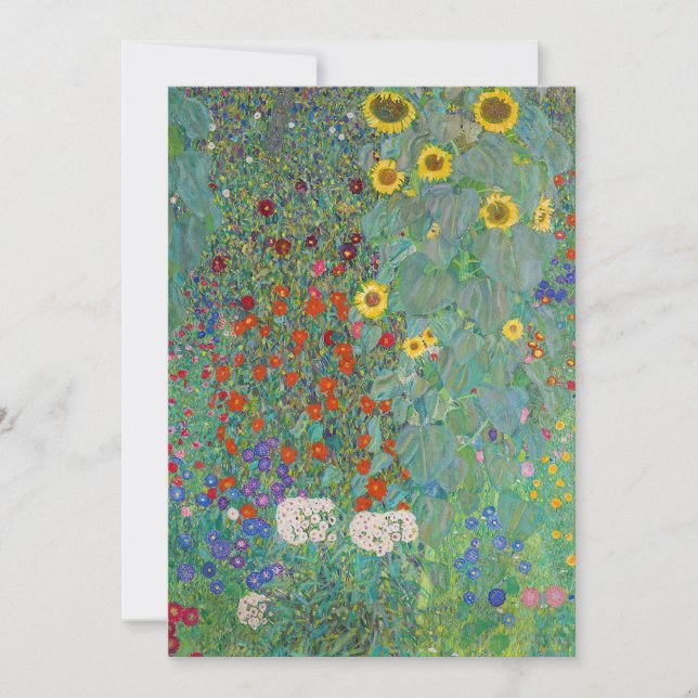 Invitation Gustav Klimt - Jardin de campagne avec tournesols (Devant)
