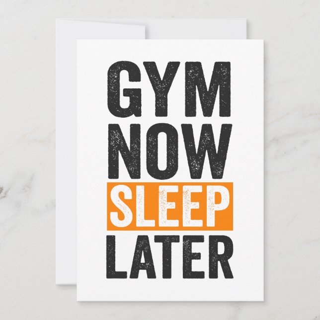 Invitation Gym Maintenant Dors Plus Tard Drôle Fitness Bodybu (Devant)