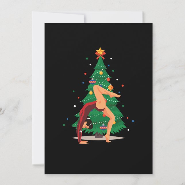 Invitation Gymnaste Arbre de Noël Gymnaste Sport sportif Cade (Devant)