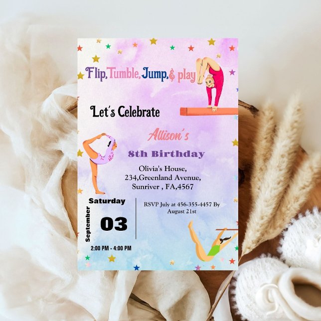Invitation Gymnastique Cartwheel fête d'anniversaire fille (Créateur téléchargé)