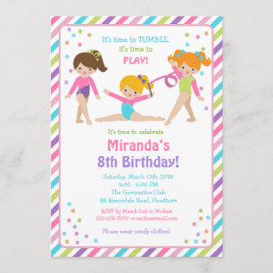 Invitation gymnastique d'anniversaire, invitation