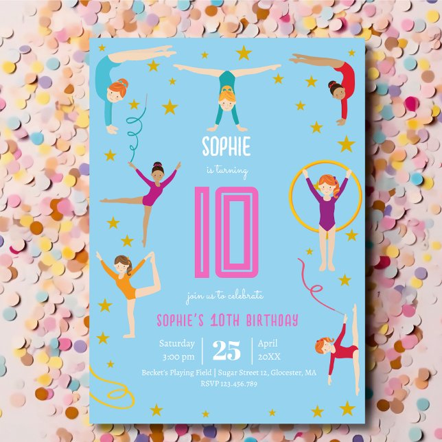 Invitation Gymnastique et acrobatie sport fille anniversaire (Créateur téléchargé)