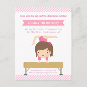 Invitation Gymnastique féminine mignonne Anniversaire de enfa