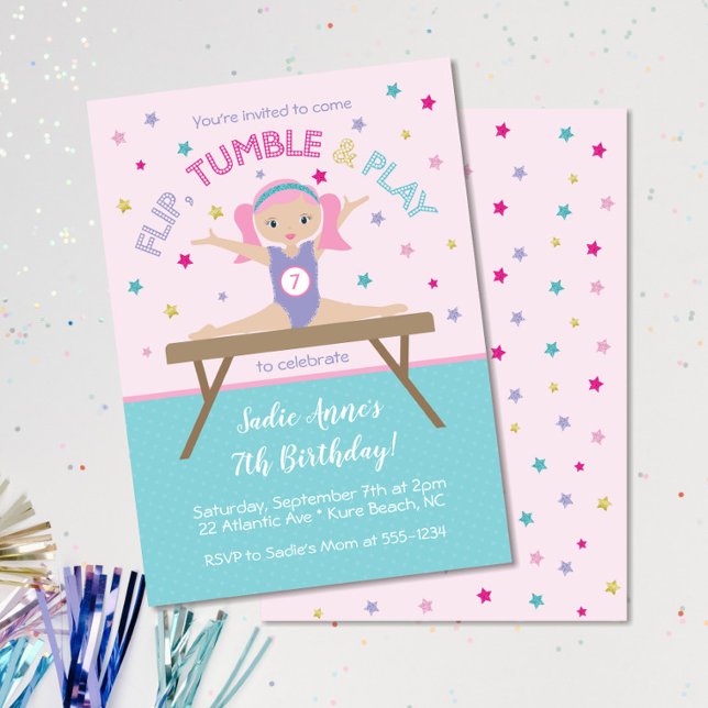 Invitation Gymnastique Jump fête d'anniversaire (Créateur téléchargé)