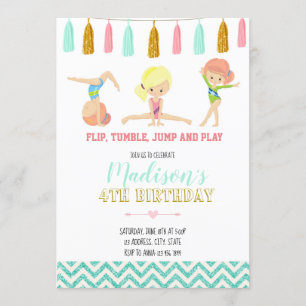 Invitation Gymnastique Parties scintillant