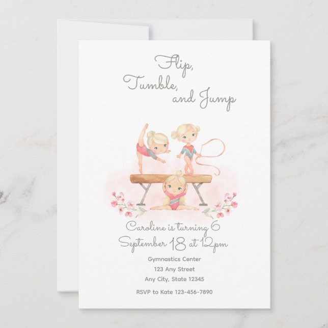 Invitation Gymnastique rose (Devant)