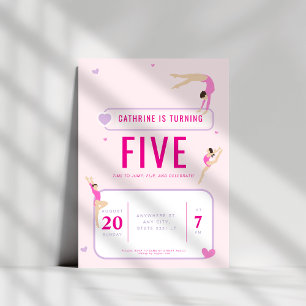 Invitation Gymnastique rose fête d'anniversaire