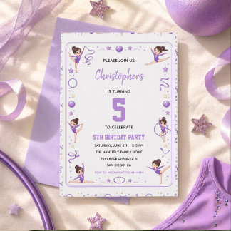 Invitation Gymnastique Rythmique Violet Or Photo 5e Anniversa