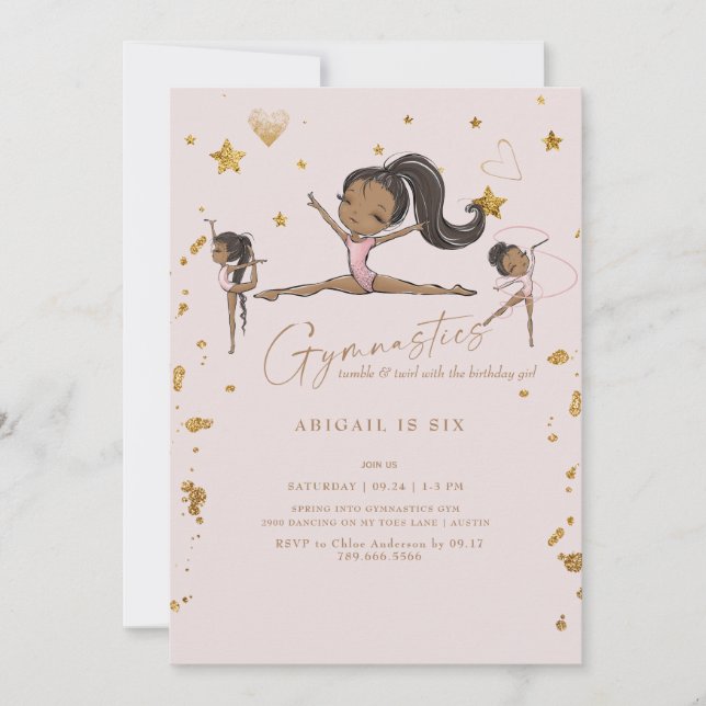 Invitation Gymnastique Tumble Twirl Anniversaire Partie IV (Devant)