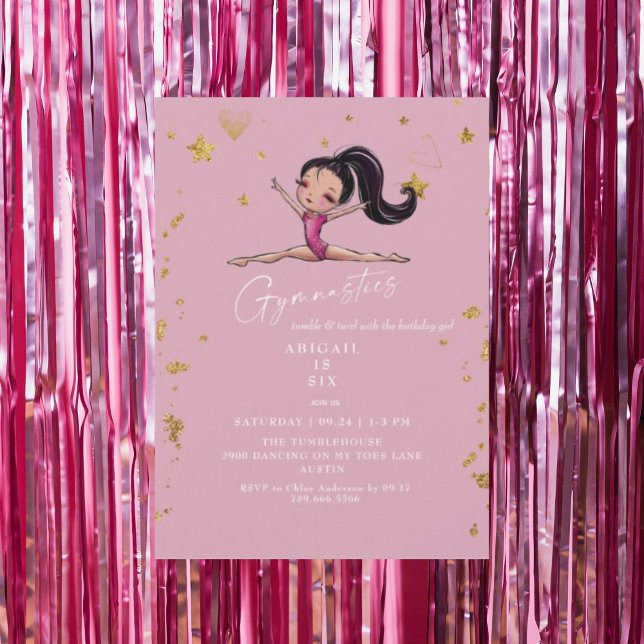 Invitation Gymnastique Tumble & Twirl Pink Anniversaire (Créateur téléchargé)