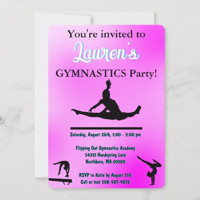 Invitation Gymnastique Tumbling Anniversaire (Devant)
