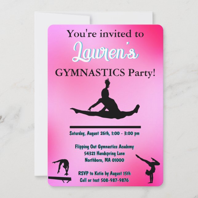 Invitation Gymnastique Tumbling Anniversaire (Devant)