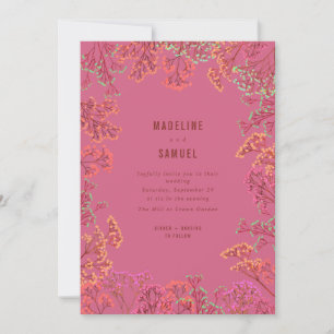 Invitation Gypsophila Neon Mariage botanique rose chaud 