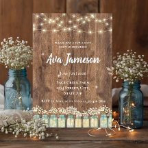 Gypsophile Pot Mason Lumineux Baby Shower Rustique
