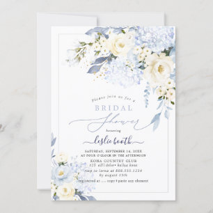 Invitation H2 Blue Hydrangea Cream Roses Fête des mariées