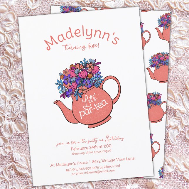 Invitation Habille Par-Tea Girls Anniversaire Tea Party (Créateur téléchargé)